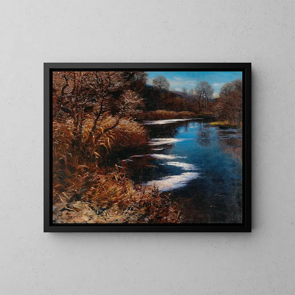 A meandering lake in Brixen - Alexander Koester — framed artwork on a wall