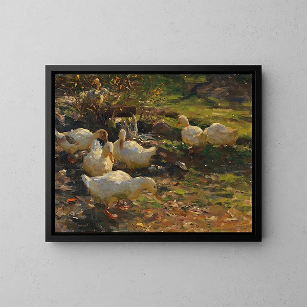 Duck by the water's edge - Alexander Koester — framed artwork on a wall