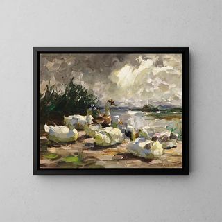 Alexander Koester - Enten am Ufer schne Wolkenstimmung.webp