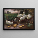 van een Eend met eenden en kuikens aan de rand van het meer - Alexander Koester — ingelijst kunstwerk aan de muur