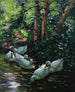 Zes eenden in het water - Alexander Koester — weergave van het kunstwerk