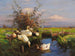 Sept eenden in de gracht - Alexander Koester — weergave van het kunstwerk