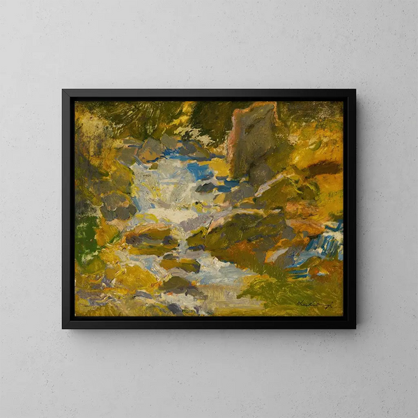 Forest Stream Painting - Alexander Kubnyi — framed artwork on a wall