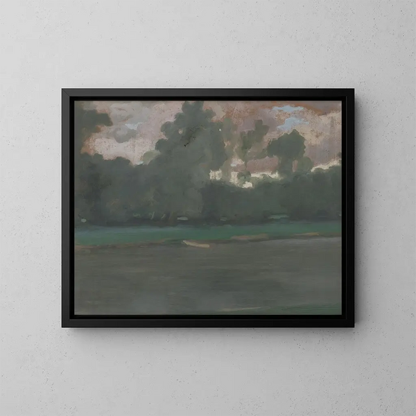 Landscape Painting with Water - Alexander Kubnyi — framed artwork on a wall