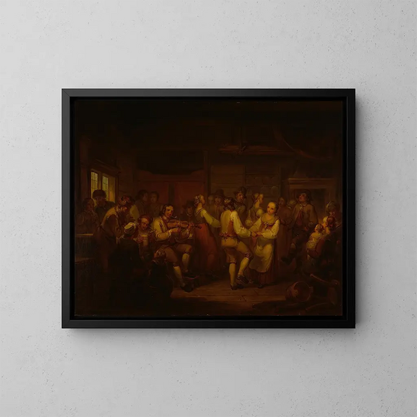 A dance of peasants in Finland - Alexander Laurus — framed artwork on a wall