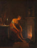 Dame die haar kousenband vastmaakt - Alexander Laurus — weergave van het kunstwerk