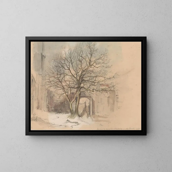 Cour du couvent Saint-Antoine à Maastricht en hiver - Alexander Schaepkens — framed artwork on a wall