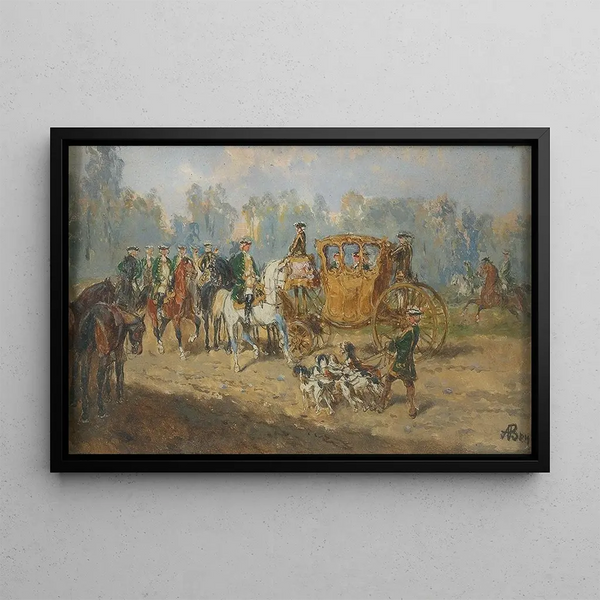 The Hunting Party - Alexander von Bensa — framed artwork on a wall
