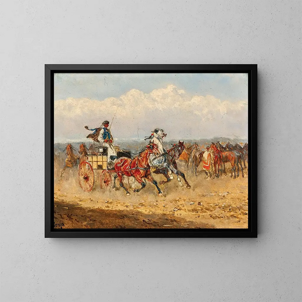 the Hungarian Horse Market - Alexander von Bensa — framed artwork on a wall