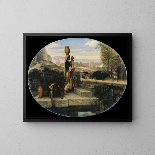 Women of the Orient at a Well - Alexandre-Gabriel Decamps — framed artwork on a wall
