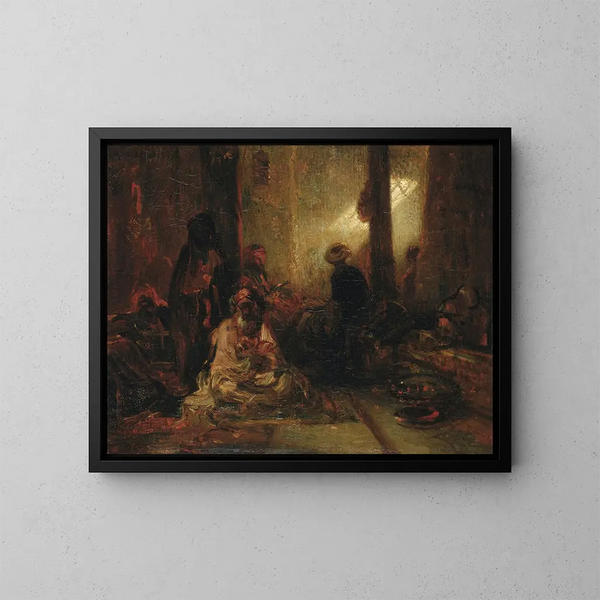 Interior of a Turkish café - Alexandre-Gabriel Decamps — framed artwork on a wall