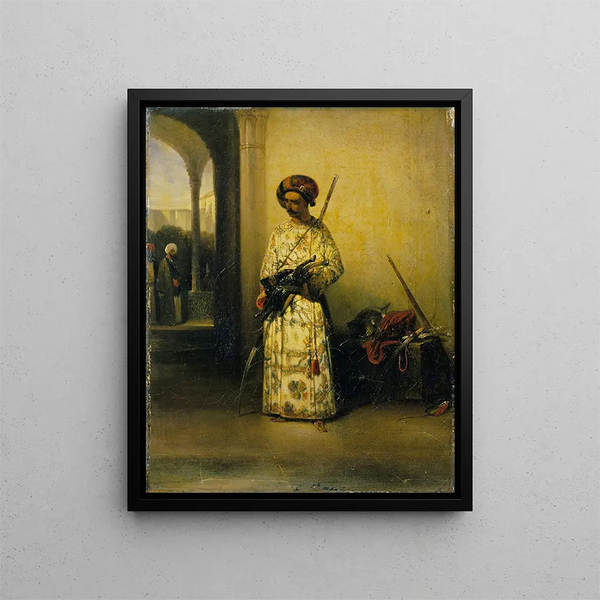 Soldier of the Vizier's Guard - Alexandre-Gabriel Decamps — framed artwork on a wall