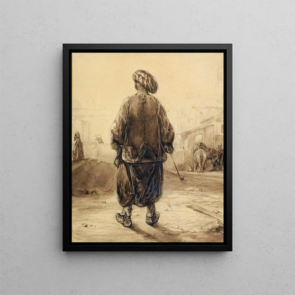 The Smoker Chibouk - Alexandre-Gabriel Decamps — framed artwork on a wall
