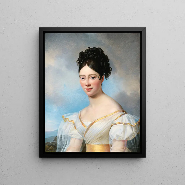 Portrait painting presumed of Maria Malibran - Alexandre-Jean Dubois-Drahonet — framed artwork on a wall