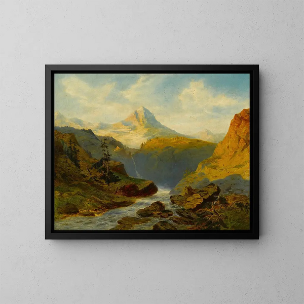 A river in the Alps - Alexandre Calame — framed artwork on a wall
