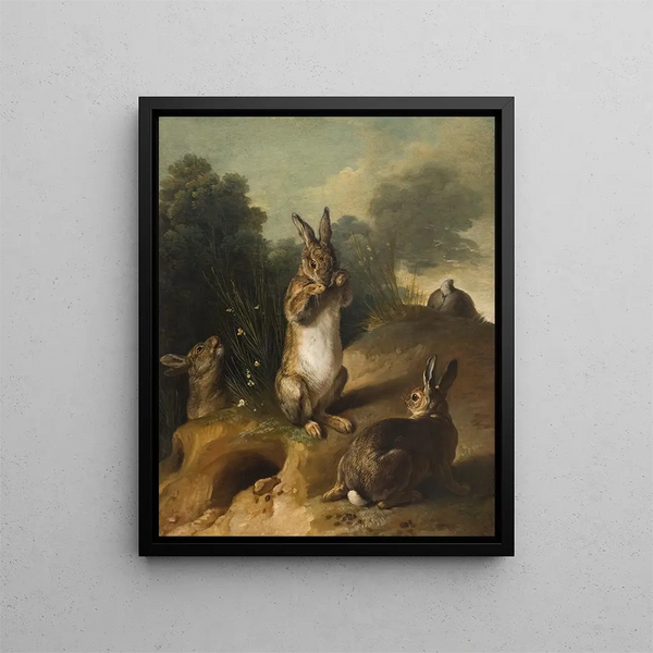 Lapins - Alexandre François Desportes — framed artwork on a wall