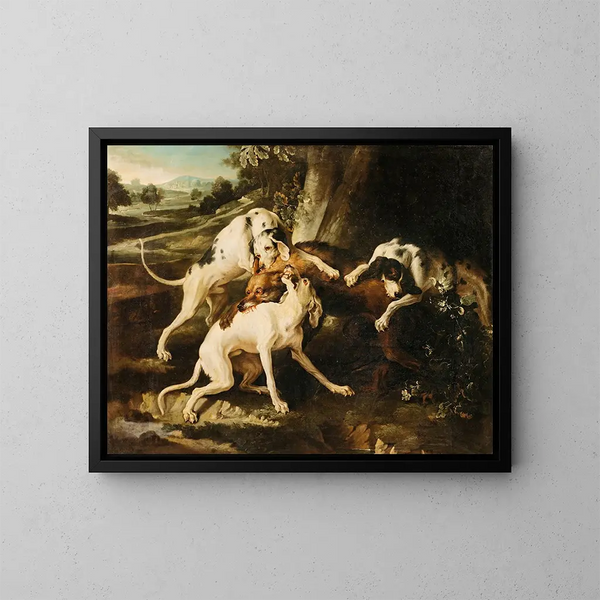 La Chasse au loup - Alexandre François Desportes — framed artwork on a wall