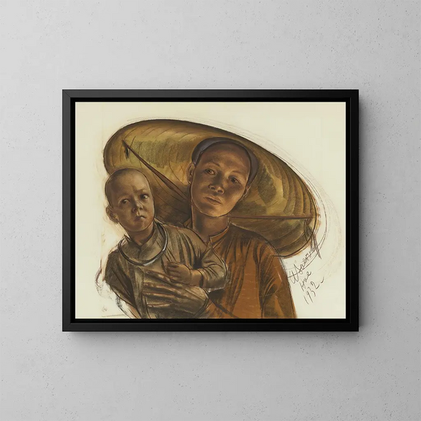 Mother and Child - Alexandre Iacovleff — framed artwork on a wall