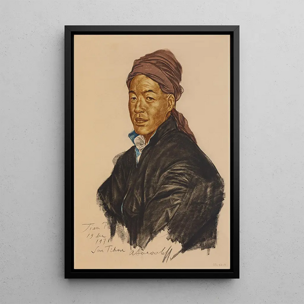 Reproductie van het schilderij Tien-Po Gids van de missie tussen Hami en Souchow - Alexandre Iacovleff