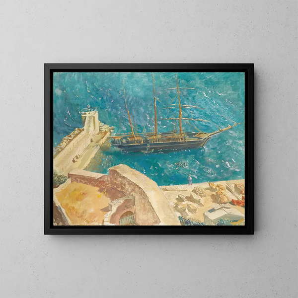 View of the Calvi port - Alexandre Iacovleff — framed artwork on a wall