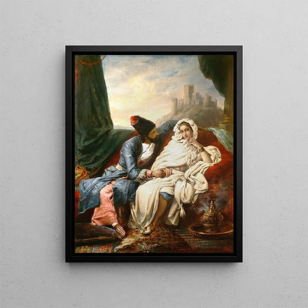 La Belle Orientale et le Cosaque - Alexandre Marie Colin — framed artwork on a wall