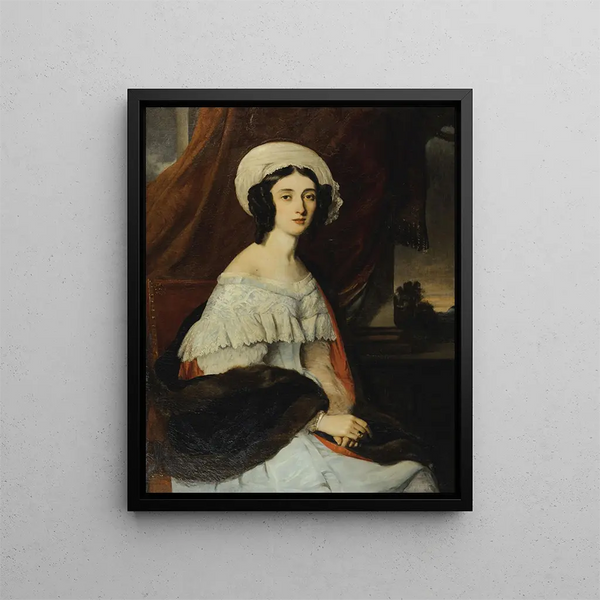 Portrait of Eugénie Gabrielle Barbou des Courières Baroness Rivet - Alexandre Marie Colin — framed artwork on a wall