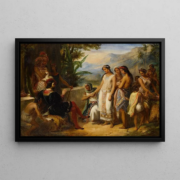 Young Inca Woman Offered in Marriage - Alexandre Marie Colin — framed artwork on a wall