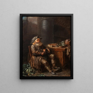 Alexandre Moitte - An old man playing the vielle in an interior.webp