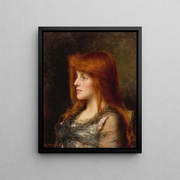 A young woman with auburn hair - Alexei Harlamoff — framed artwork on a wall