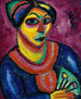 Vrouw met een groene waaier - Alexej von Jawlensky — weergave van het kunstwerk