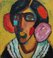 van Tête de femme avec des fleurs dans les cheveux - Alexej von Jawlensky — weergave van het kunstwerk