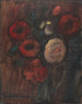 Groot stillleven schilderij met groene kruik en pioenen, boeket donkere rozen - Alexej von Jawlensky — weergave van het kunstwerk
