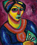 Vrouw met een groene waaier - Alexej von Jawlensky — weergave van het kunstwerk