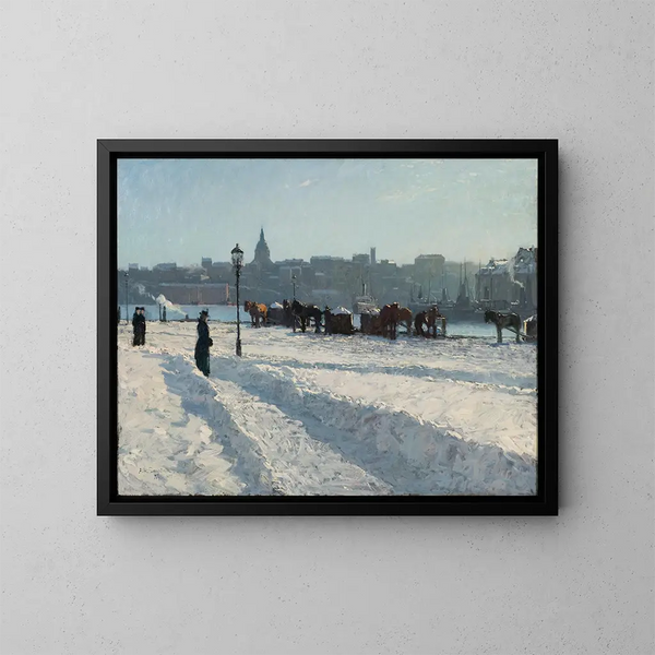 Winterlandschap vanaf de kustlijn van Stockholm - Alfred Bergström — ingelijst kunstwerk aan de muur