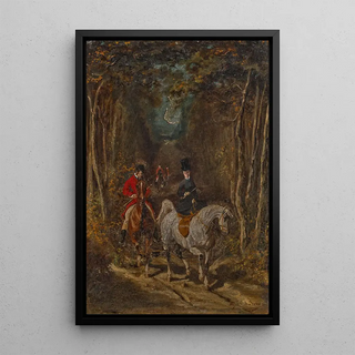 Alfred De Dreux - Amazone ouvrant la chasse devant les habits rouge.webp