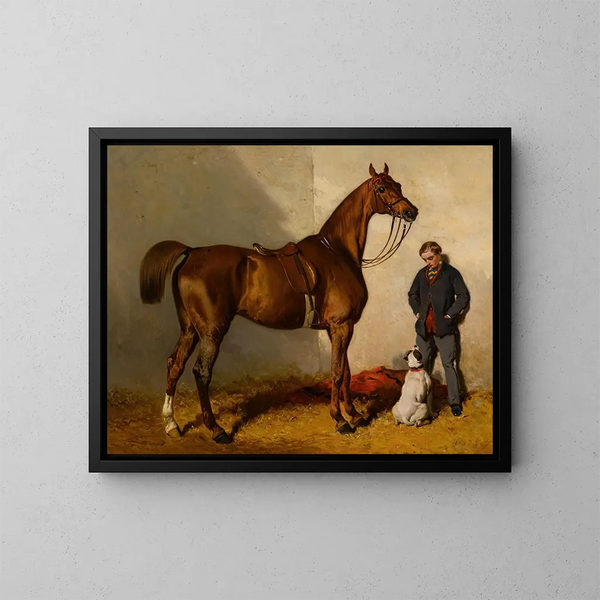 Atalante and her young man - Alfred de Dreux — framed artwork on a wall