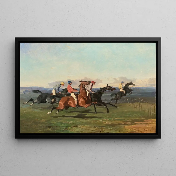 Alfred De Dreux - Course dobstacles quatre jockeys.webp