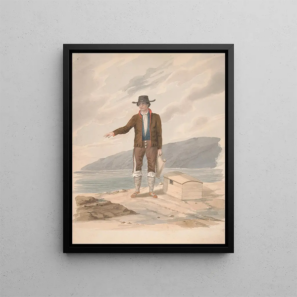 Standing Man on the Shore - Alfred Diston — framed artwork on a wall