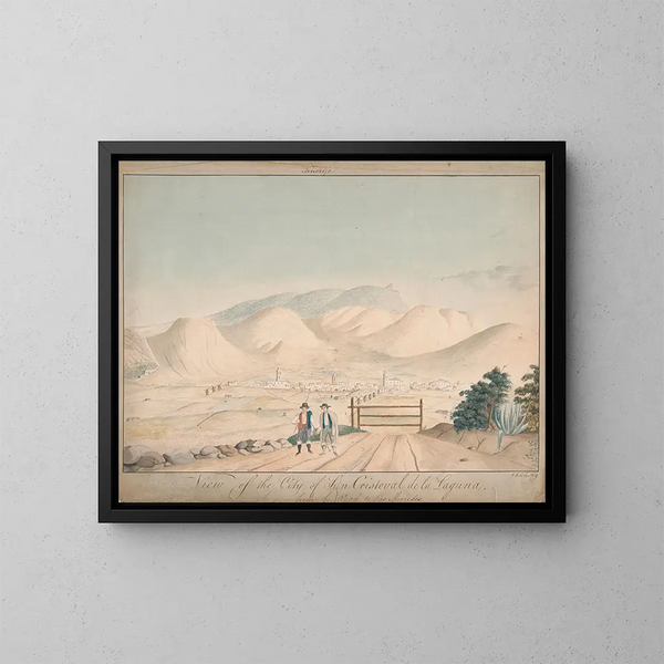 View of the city of San Cristoval de la Laguna from the Las Mercedes road - Alfred Diston — framed artwork on a wall