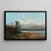 Landschapsschilderij van een bergmeer met visser - Alfred Godchaux — ingelijst kunstwerk aan de muur