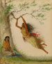 Indianenmeisjes die schommelen - Alfred Jacob Miller — weergave van het kunstwerk
