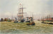 Drie-masten en zeilboten met de Franse vlag in de haven van Hamburg - Alfred Jensen — weergave van het kunstwerk