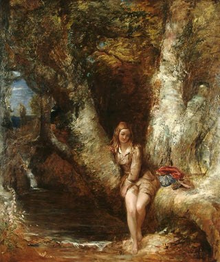 Alfred Joseph Woolmer - Girl Seated Before A Woodland Pool.webp