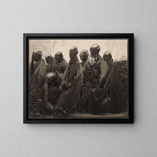 People Praying - Alfred Ost — framed artwork on a wall