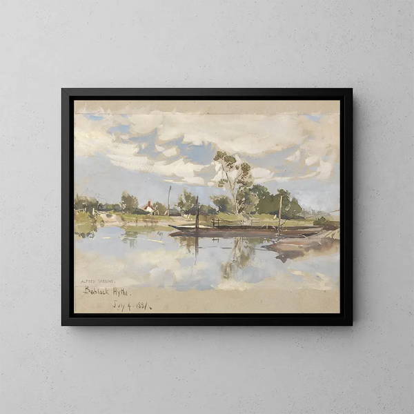 Bablock Hythe near Oxford - Alfred Parsons — framed artwork on a wall