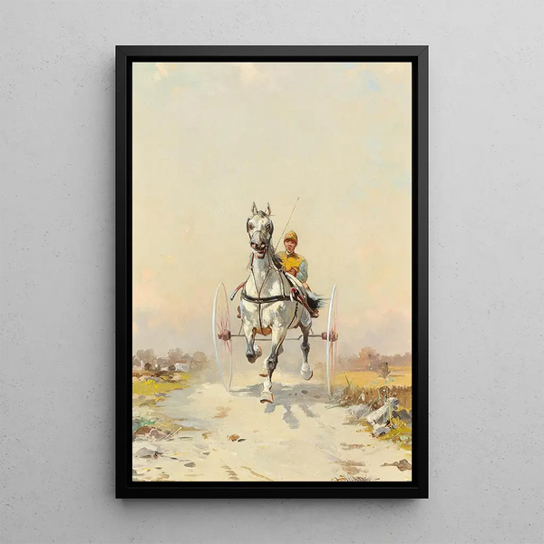 Trotteurs à l'entraînement - Alfred Steinacker — framed artwork on a wall