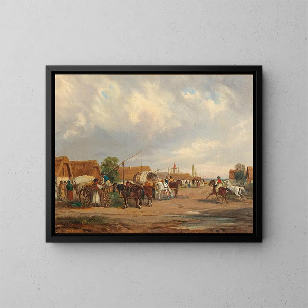 Village Hungarian - Alfred Steinacker — framed artwork on a wall