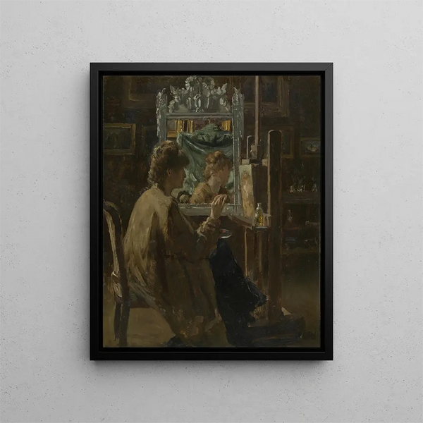 van de kunstenaar in zijn atelier - Alfred Stevens — ingelijst kunstwerk aan de muur