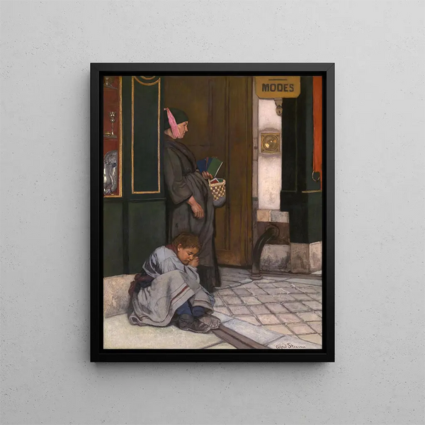 La mendicité tolérée - Alfred Stevens — ingelijst kunstwerk aan de muur