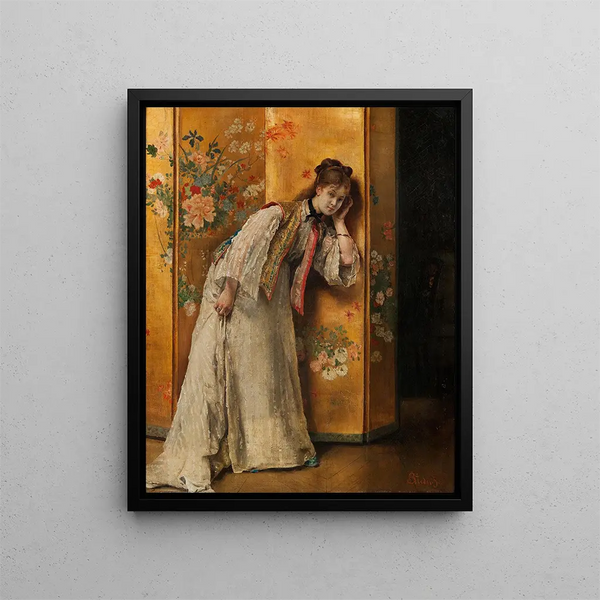 Curieux - Alfred Stevens — ingelijst kunstwerk aan de muur
